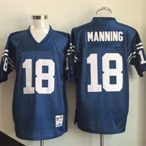 Men's Indianapolis Colts #18 Peyton Manning Blue Throwback Stitched Football Jersey