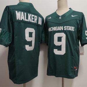Men's Michigan State Spartans Green #9 WALKER III Green F.U.S.E. Stitched Jersey