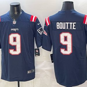 Men's New England Patriots #9 Kayshon Boutte Navy Vapor Limited Stitched Football Jersey
