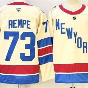 Men's New York Rangers #73 Matt Rempe Beige 2025-26 Winter Classic With A Patch Stitched Hockey Jersey