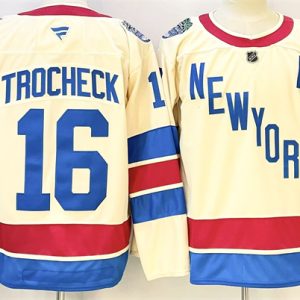Men's New York Rangers #16 Vincent Trocheck Beige 2025-26 Winter Classic With A Patch Stitched Hockey Jersey