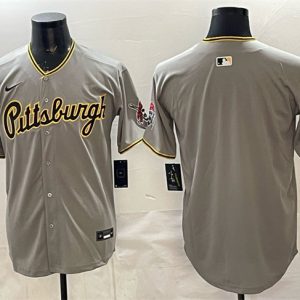 Men's Pittsburgh Pirates Blank Gray Limited Stitched Baseball Jersey