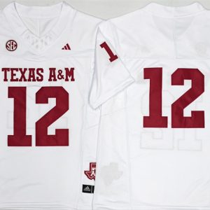 Men's Texas A&M Aggies Lions #12 Premier Strategy White 2025 F.U.S.E. Stitched Jersey