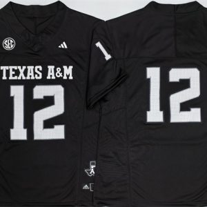 Men's Texas A&M Aggies Lions #12 Premier Strategy Black 2025 F.U.S.E. Stitched Jersey