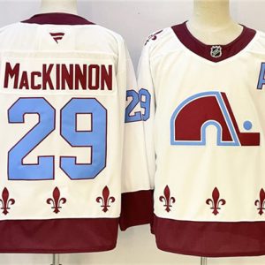 Men's Colorado Avalanche #29 Nathan MacKinnon White 2024-25 With A Patch Stitched Hockey