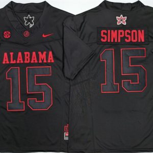 Men's Alabama Crimson Tide #15 Ty Simpson Black F.U.S.E Stitched Football Jersey