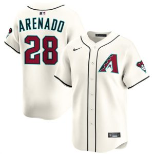 Men's Arizona Diamondbacks #28 Nolan Arenado Cream Home Limited Stitched Baseball Jersey