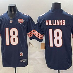 Men's Chicago Bears #18 Caleb Williams Navy F.U.S.E. 2025 NFC North Champions & Illinois Patch Stitched Football Jersey
