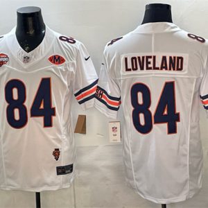 Men's Chicago Bears #84 Colston Loveland White F.U.S.E. 2025 NFC North Champions & VMH Patch Vapor Untouchable Limited Stitched Football Jersey