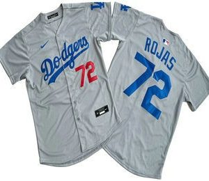 Men's Los Angeles Dodgers #72 Miguel Rojas Grey Limited Stitched Jersey