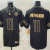 Men's Seattle Seahawks #11 Jaxon Smith-Njigba Black Gold 2025 FUSE 50th Season Patch Limited Stitched Jersey