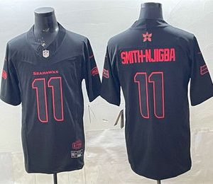 Men's Seattle Seahawks #11 Jaxon Smith-Njigba Limited Black Stranger Things Stuck In The Upside Down Football Jersey