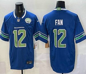 Men's Seattle Seahawks #12 Fan Royal FUSE 2025 NFC West Champions Patch Limited Stitched Jersey