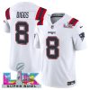 Men's New England Patriots #8 Stefon Diggs White 2025 F.U.S.E. Super Bowl LX Patch Vapor Limited Football Stitched Jersey