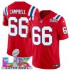 Men's New England Patriots #66 Will Campbell Red 2025 F.U.S.E. Super Bowl LX Patch Vapor Limited Football Stitched Jersey