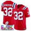 Men's New England Patriots #32 TreVeyon Henderson Red 2025 F.U.S.E. Super Bowl LX Patch Vapor Limited Football Stitched Jersey