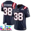 Men's New England Patriots #38 Rhamondre Stevenson Navy 2025 F.U.S.E. Super Bowl LX Patch Vapor Limited Football Stitched Jersey