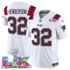 Men's New England Patriots #32 TreVeyon Henderson White 2025 F.U.S.E. Super Bowl LX Patch Vapor Limited Football Stitched Jersey