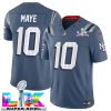 Men's New England Patriots #10 Drake Maye Storm Blue 2025 F.U.S.E. Super Bowl LX Patch ?Rivalries? Vapor Limited Football Stitched Jersey