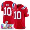 Men's New England Patriots #10 Drake Maye Red 2025 F.U.S.E. Super Bowl LX Patch And 1-Star C Patch Vapor Limited Football Stitched Jersey