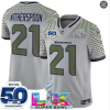 Men's Seattle Seahawks #21 Devon Witherspoon Gray 2025 F.U.S.E. Super Bowl LX Patch And 50th Season Patch ?Rivalries? Vapor Limited Football Stitched Jersey