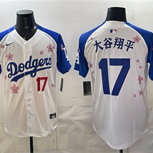 Men's Los Angeles Dodgers #17 ???? White Royal 2025 World Series Champions Patch Tokyo Series Limited Stitched Baseball Jersey