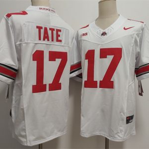 Men's Ohio State Buckeyes #17 Carnell Tate White F.U.S.E. Limited Stitched Jersey