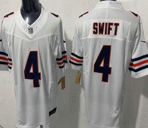 Men's Chicago Bears #4 D'Andre Swift Limited White FUSE Vapor Jersey
