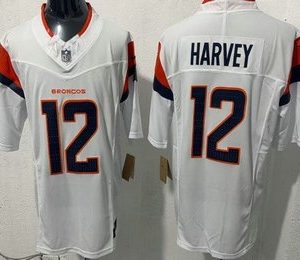 Men's Denver Broncos #12 Rj Harvey Limited White FUSE Vapor Jersey