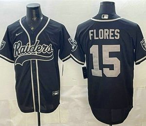 Men's Las Vegas Raiders #15 Tom Flores Black Cool Base Stitched Baseball Jersey