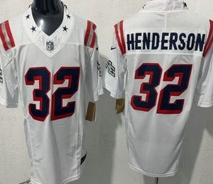 Men's New England Patriots #32 TreVeyon Henderson Limited White Rivalries FUSE Vapor Jersey