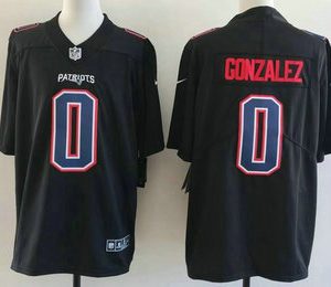 Men's New England Patriots #0 Christian Gonzalez Limited Black Fashion Vapor Jersey