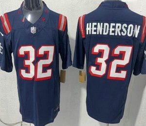 Men's New England Patriots #32 TreVeyon Henderson Limited Navy Rivalries FUSE Vapor Jersey