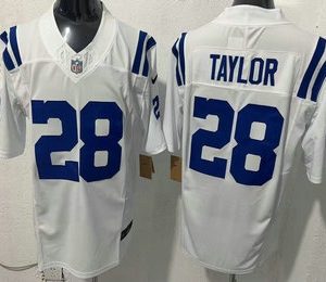 Men's Indianapolis Colts #28 Jonathan Taylor Limited White FUSE Vapor Jersey
