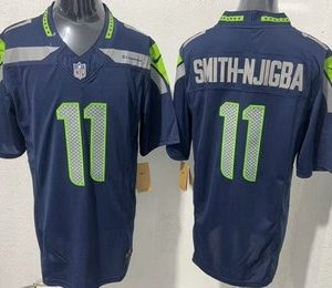 Men's Seattle Seahawks #11 Jaxon Smith Njigba Limited Navy FUSE Vapor Jersey