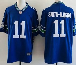 Men's Seattle Seahawks #11 Jaxon Smith Njigba Limited Blue Throwback Vapor Jersey