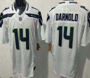 Men's Seattle Seahawks #14 Sam Darnold Limited White FUSE Vapor Jersey