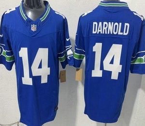 Men's Seattle Seahawks #14 Sam Darnold Limited Blue FUSE Vapor Jersey