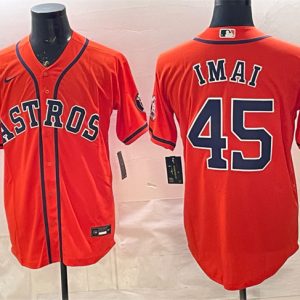 Men's Houston Astros #45 Tatsuya Imai Orange Cool Base Stitched Jersey
