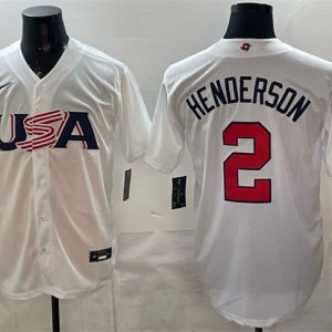 Men's USA Baseball #2 Gunnar Henderson White World Baseball Classic Stitched Jersey