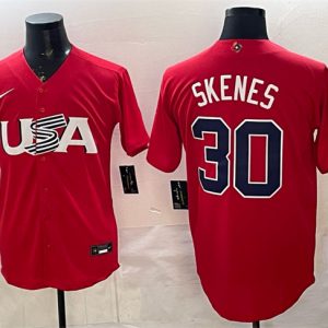 Men's USA Baseball #30 Paul Skenes Red World Baseball Classic Stitched Jersey