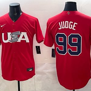 Men's USA Baseball #99 Aaron Judge Red World Baseball Classic Stitched Jersey