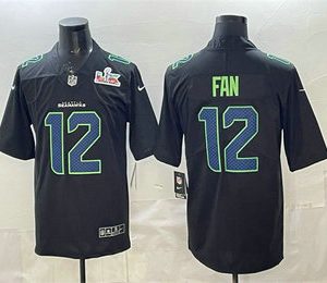 Men's Seattle Seahawks #12 Fan Limited Black Super Bowl LX Fashion Vapor Jersey