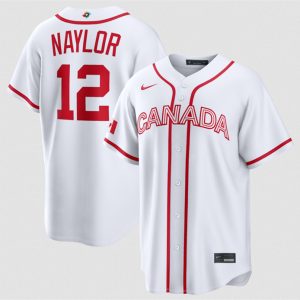 Men's Canada Baseball #12 Josh Naylor White 2026 World Baseball Classic Home Stadium Stitched Jersey
