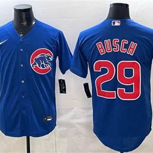 Men's Chicago Cubs #29 Michael Busch Royal Cool Base Stitched Baseball Jersey