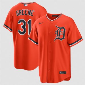 Men's Detroit Tigers #31 Riley Greene Orange Alternate Stitched Baseball Jersey
