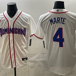 Men's Dominican Republic Baseball #4 Ketel Marte White 2026 World Baseball Classic Home Stadium Stitched Jersey