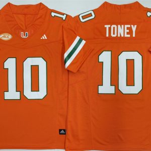 Men's Miami Hurricanes #10 Malachi Toney Orange F.U.S.E. 2026Stitched Football Jersey