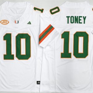 Men's Miami Hurricanes #10 Malachi Toney White F.U.S.E. 2026 Stitched Football Jersey