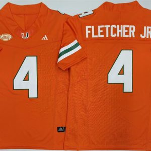 Men's Miami Hurricanes #4 Mark Fletcher Jr. Orange F.U.S.E. 2026 Stitched Football Jersey